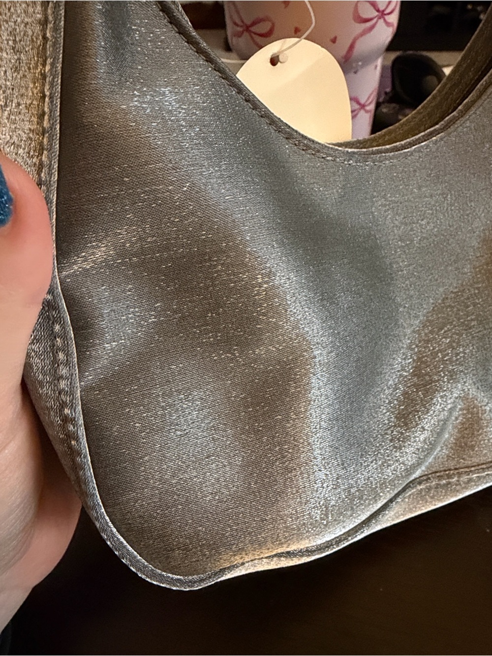 Metallic Gray Mini Hand Hobo Bag - Picture 3 of 7